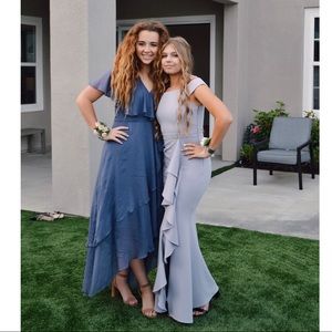 Dusty Lavender Ruffled Off-the-Shoulder Maxi Dress